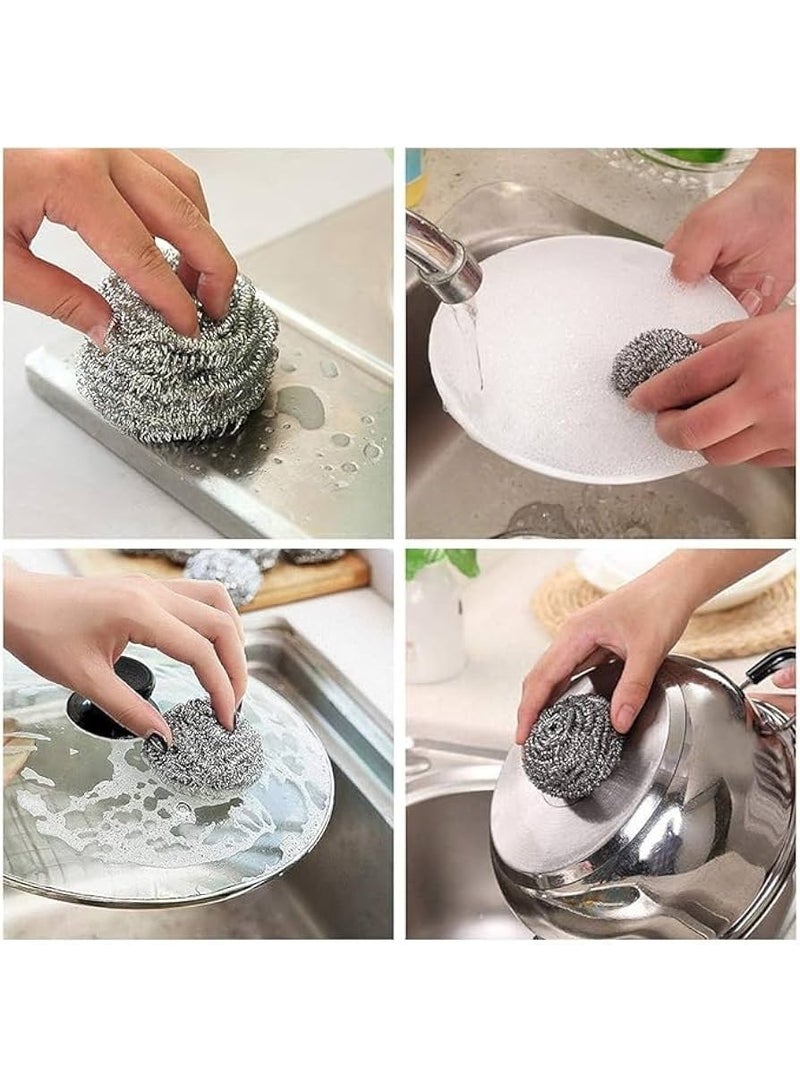 Dish wire stainless steel globe cord, anti-rust cord, heavy duty kitchen wire for cleaning pails, grill & cookas 9 pieces - silver - Image 2